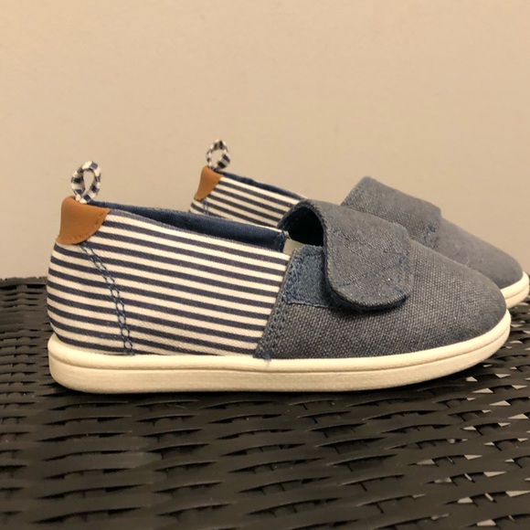 Joe Fresh 9T Denim Striped Velcro Boat Shoes - Picture 10 of 13